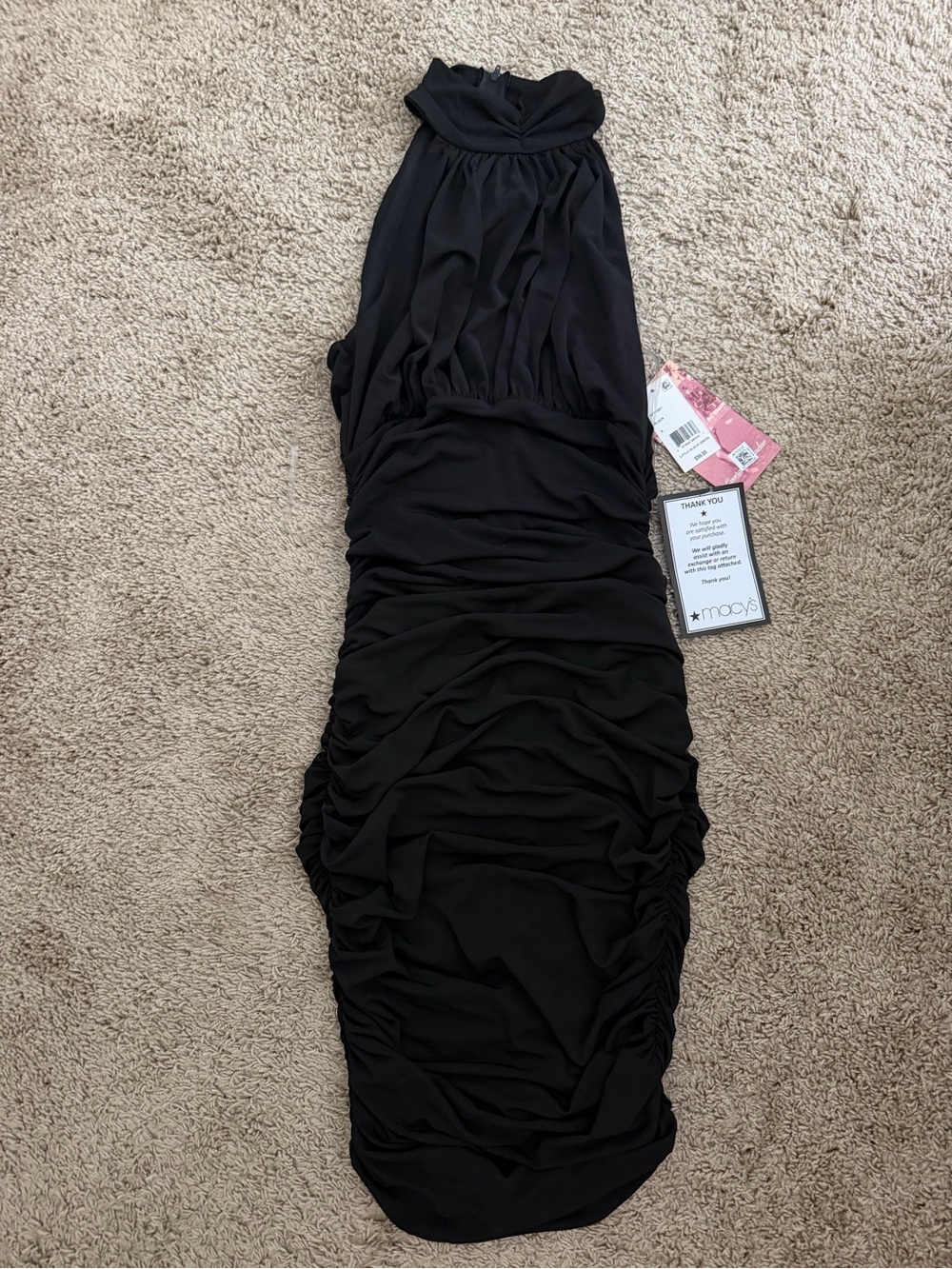 Emerald Sundae Black Halter Neck Ruched Midi Dress